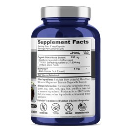 Suplemento de raíz de maca negra Nusapure 37.500 mg 200 cápsulas