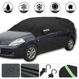 Car Cover, Half Car Cover Waterproof, Universal Car Top Cover, Top Window Weather Protection Cover, for Outdoor Frost Sun Rain Dust Protector (B)