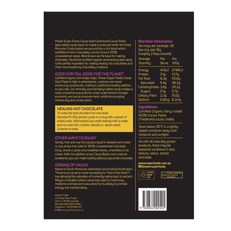 Power Super Foods Ceremonial Single Origin Cacao Paste, 225g