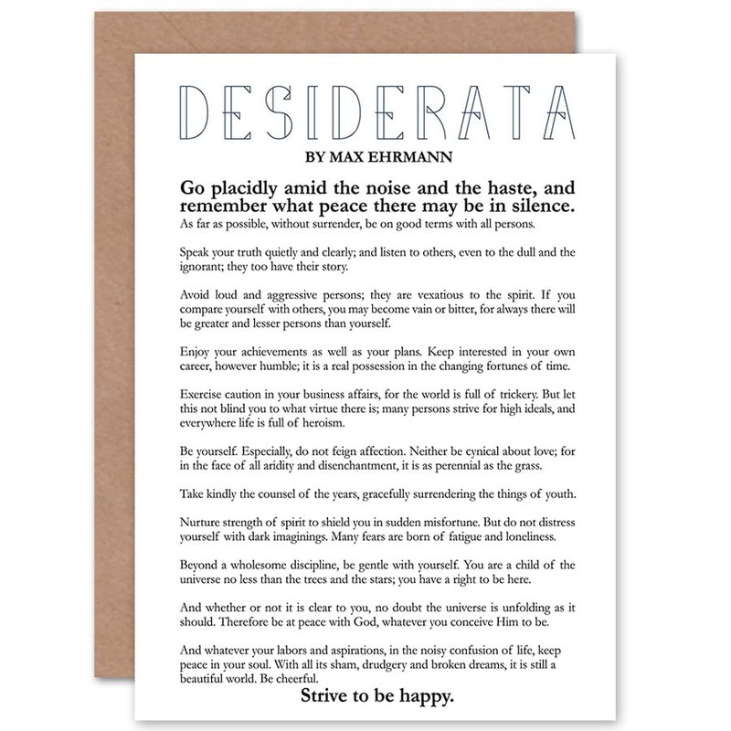 Desiderata Poem By Max Ehrmann Blank Greeting Cards With Envelopes