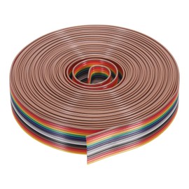 sourcing map 1 Pcs 14 Pin Flat Rainbow Ribbon Cable 20 Ft 1.27mm Pitch Breadboard Jumper Wires for Electronic Projects