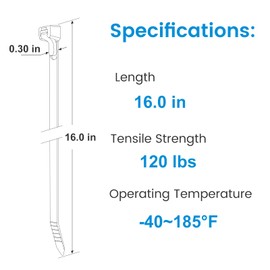 Heavy-Duty Reusable Zip Ties – 16-Inch 400 x 7.6mm, 120 lbs Tensile Strength, UV-Resistant Nylon Cable Ties for Indoor/Outdoor Use (100-Pack)