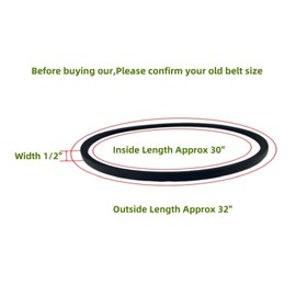 1/2" x 32" v Belt，Rubber，Width 1/2", Outside Circumference Approx 32" 347475（2 pcs）