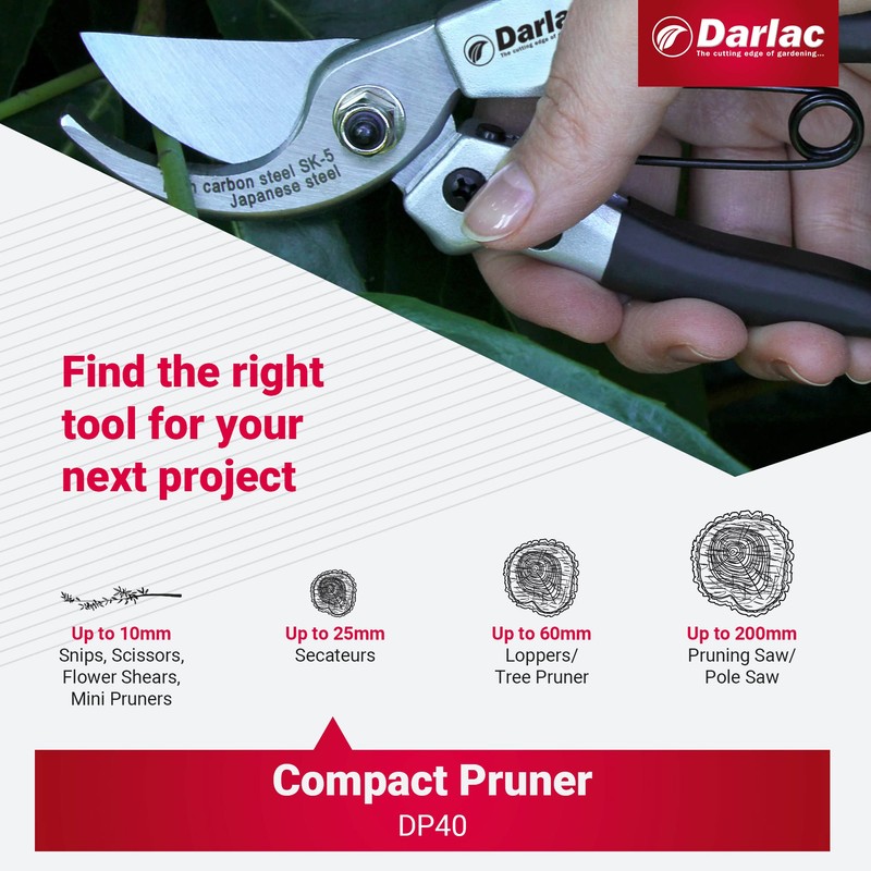 Darlac Compact Plus Pruner - Razor Sharp, Lightweight Bypass Secateurs