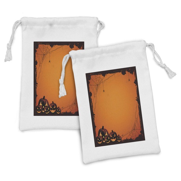 Ambesonne Halloween Fabric Pouch Set of 2, Grunge Cartoon Jack