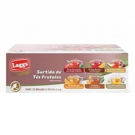LAGGS - Surtido de Ts Frutales - 72 Sobres - 6 Sabores 100 Naturales Fresa, Mandarina, Naranja, Durazno, Arndano y Vainilla                           