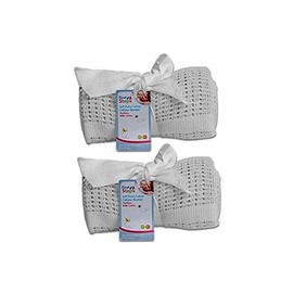 First Steps Cellular Blanket Soft Pure 100% Cotton Baby Comfort Newborn White Pack Of 2