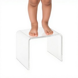 Acrylic Kids' Step Stool – Clear Small Footstool for Bathroom, Kitchen & Bedroom, 12.5”x9.7”x9”, Holds 200lbs, Multi-Use as Toilet Stool, Shower/Water-Resistant Stool, Seating and Placing Items