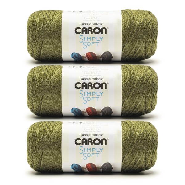 Caron Simply Soft Army Green Yarn - 3 Pack of