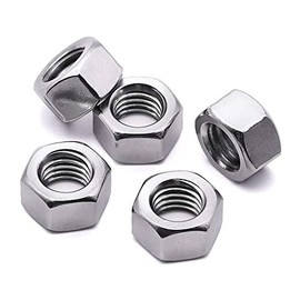 TERF M10 Hex Hexagon Nut M10 (10mm) Steel Hex Full Nuts - Pack of 50, Silver