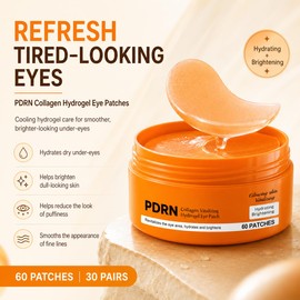 60PCS PDRN Collagen Hydrogel Eye Patches, 60 Under Eye Patches for Women, Hydrating Brightening Eye Masks for Puffy Looking Eyes, Korean Skin Care Eye Gel Patches for Tired Under Eyes