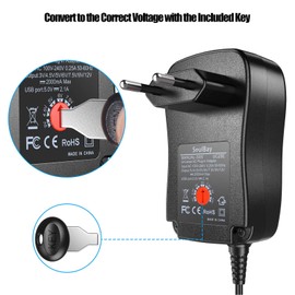 SoulBay 30W Universal Power Supply Reverse Polarity Multi Voltage AC DC Switching Power Supply for 3V, 4.5V, 5V, 6V, 7.5V, 9V, 12V Household Electronics, 2A Output, Charger with 9pcs Adapters