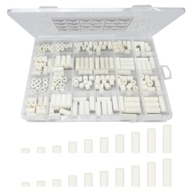 Pack of 200 ABS Round Insulation Column Standoff Support Spacer for M3, M4 Screws Nylon Pillar Spacer Support Spacer with Plastic Box (White)