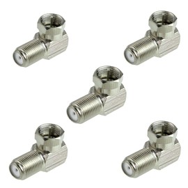 Eledabra F Type Right Angle 90 Degree Male to Female Cable Connector Coax Adapter Pack of 5