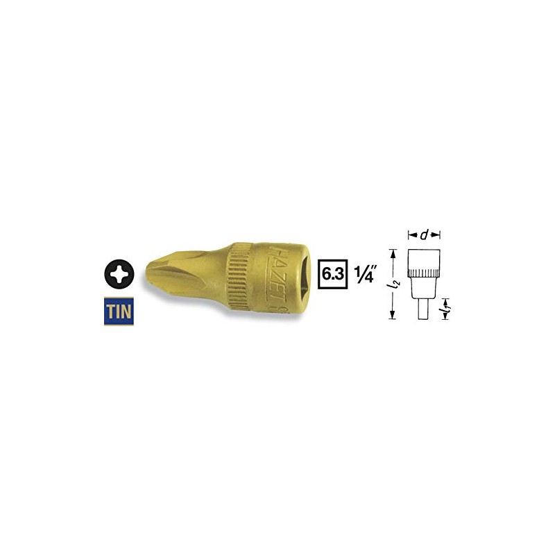 HAZET 8506-PH4 Phillips Bit Socket (Drive Angle 0.25 inches (6.35