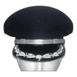 Kepi Azul Media Noche Vicera De Laurel Bordada En Hilo Plata