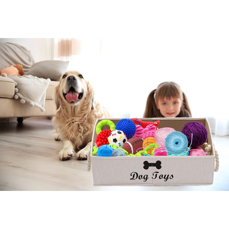 Geyecete Large Dog Toys Storage Bins - Foldable Fabric Trapezoid