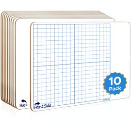 SCRIBBLEDO 10 Pack Dry Erase Graph Whiteboard 11"x14" Double Sided Dry Erase Board with Grid for Home School Classroom Kids and Students Portable Grid Board for Graphing and Geometry Coordinate Plane