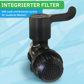 YourCasa Pack of 2 Drain Tap for Water Butt with Filter - 3/4 Inch Tap Compatible Quick Coupling - Tap with Shut-off Function for Rain Butt Water Container Rain Butt Outlet (Black)