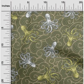 oneOone Velvet Olive Green Fabric Sea Sewing Fabric by The Yard Printed DIY Clothing Sewing Supplies 58 Inch Wide