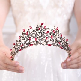 wekicici Wekicici Rhinestone Wedding Crown Crystal Princess Crown Black Pageant Tiara Birthday Party Prom Queen Crowns Headband suitable weki-1-crown-9-red 0