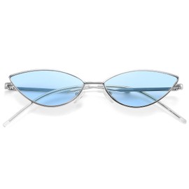 Dollger anteojos de sol lindas de ojo de gato para mujeres y hombres, triángulo, clásico, a la moda, Azul, Pequeño