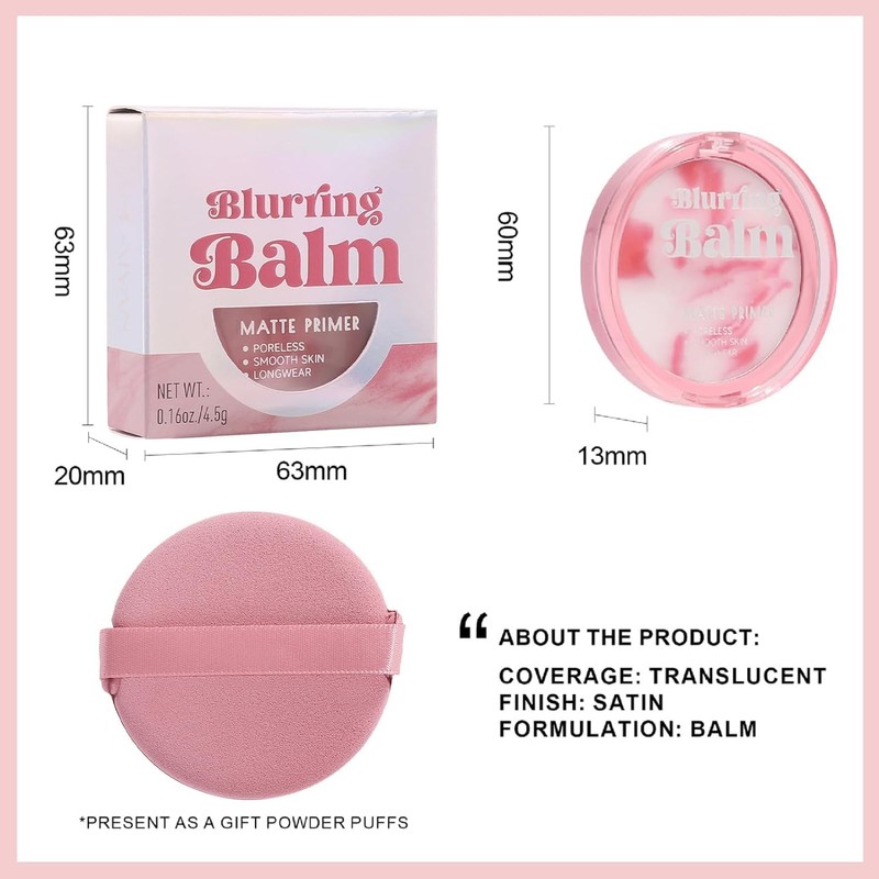 Blurring Balm Matte Primer for Mature Women, Poreless Soft-Focus Effect,