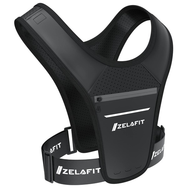 ZelaFit® Running Phone Holder Vest | Waterproof Phone Pouch | Key Holder | Reflective Running Vest | Adjustable Waistband | 2 Shoulder Pockets | Lightweight - Men & Women (Black)