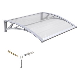 Awning for Door Entrance,40X40 Inches Awnings for Doors,Window Awning Canopy Exterior with Plastic Steel Bracket,Polycarbonate Cover,UV,Rain,Snow Protection for Porch,Patio,Deck