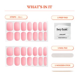 Heyhae Semi Cured Gel Nail Strips | No LED Lamp Needed | Ombre, White, Spring | Easy Apply & Remove, Salon Quality | Includes 28 Strips, 1 Prep Pads, Nail File & Wooden stick - Hey, Girls Night?