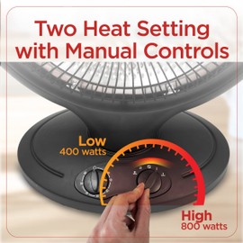 BLACK+DECKER Portable Heater for Rooms up to 161 Sq. Ft., Oscillating Space Heater & Heater for Bedroom with Overheat Protection, Small Heater with Timer & Manual Controls, 16.5” x 9.8” x 19.7”, Black