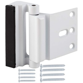 Home Security Door Lock, Childproof Door Reinforcement Lock with 3" Screws for Inward Swinging Door, Upgraded Night Lock to Defend Your Home (white-1pack)