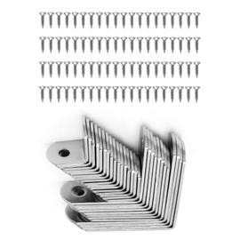 TOP-VIGOR 28Pcs Angle Brackets, 20 x 20mm, 40 x 40mm, 50 x 50mm L Brackets for Wood 90 Degree Right Corner Brace, Stainless Steel Brackets with Screws for Furniture Fixation