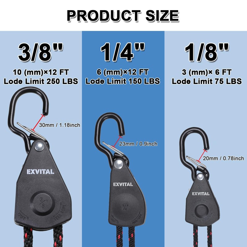 2PCS Kayak Rope Ratchet Tie Down Straps 3/8" ×12' Bow