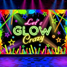 Qpout Glow in the Dark Party Backdrop, Neon Glow Party Birthday Backdrop Perfect for Dark Neon Party Supplies Decorations 5.90 ft x 3.93 ft