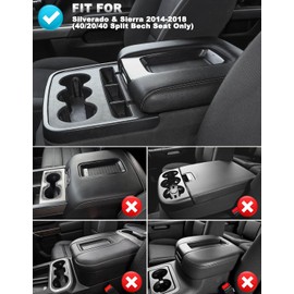 Center Console Cover Replacement for Chevy Silverado & GMC Sierra 1500 2500 3500 2014 2015 2016 2017 2018, Jump Seat, Vinyl Leather Arm Rest Protector, Anti-Scratch, Black, Black-Gray Stitching