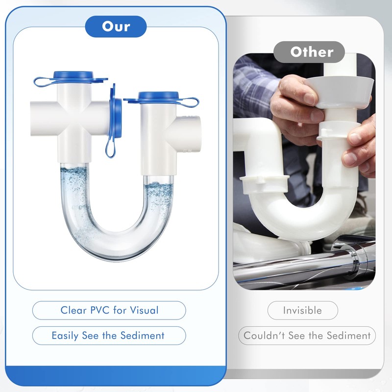Gulfmew 3/4 Inch Standard Condensate Trap with Cleaning Brush, PVC