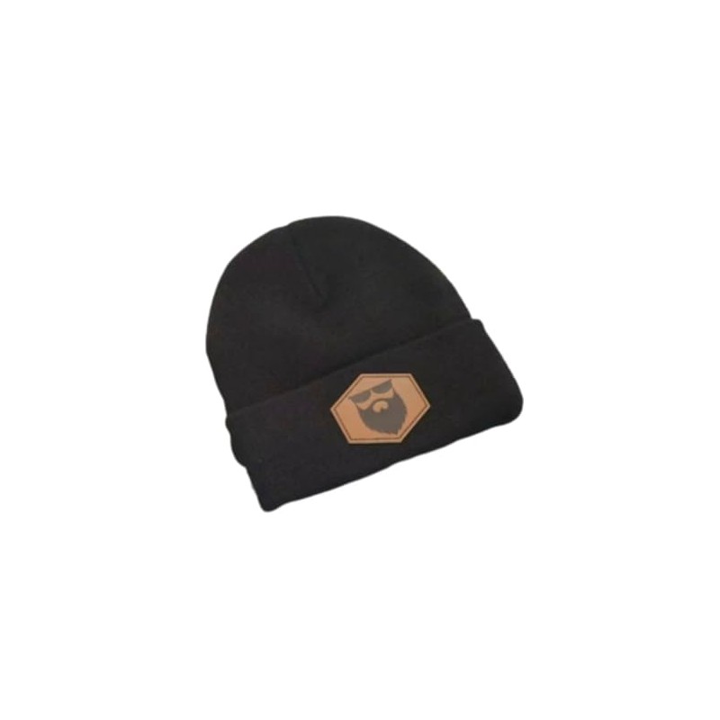 Diamond Leather Patch ROLL UP Beanie Black