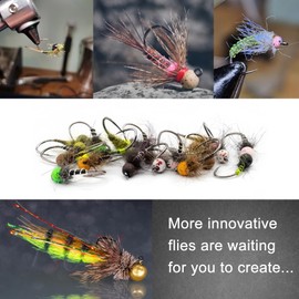 Aventik Mottled Tactical Slotted Tungsten Beads 25pcs Think Fast Think Deep Beads Fly Tying Materials Lure Jig 6 Colors / 5 Sizes for Fly Fishing Fanatic (2.5mm, Almond Joy/Mounds)