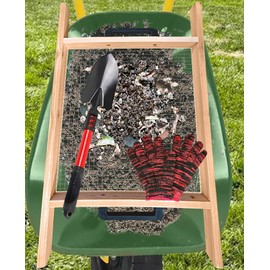Large Soil Sifter, Dirt Sifter for Gardening, for Use in a Wheelbarrow, Compost Sifter, Garden Sieve for sifting Little Rocks/Top Soil/Leaves/Loam Soil/Sand/Gravel (17.8”×34.5” with Mesh Screen 1/2")