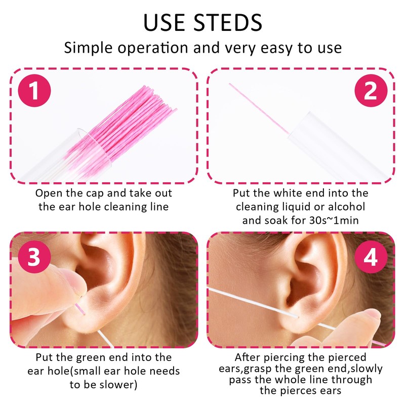 180 Pcs Piercing Cleaner Floss Disposable Piercing Hole Cleaner Ear