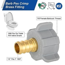 EFIELD 1/2 Inch PEX x 7/8 Inch Ballcock Swivel Brass Adapter