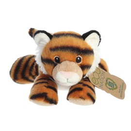 Aurora® Responsibly Made Eco Nation™ Eco Softies™ Tiger Stuffed Animal - Ideal for Playtime Adventures - Perfect for Birthdays or Just Because - Orange 8 Inches