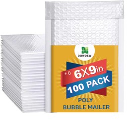 Water Resistant Bubble Envelope Mailers [100 Pack] 6 inch x 9 inch #0 White Poly Padded Shipping Envelopes Self Sealing Cushioned Packaging Bags