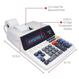 Sharp EL-1197PIII Calculadora de impresión a color de alta resistencia con reloj y calendario