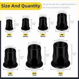 Mardatt 250pcs M3 M4 M5 M6 M8 M10 M12 Metric Half Hex Body Flange Rivet Nuts, Thread Half Hexagonal Carbon Steel Galvanised Flat Head Thread Insert Nut, Black