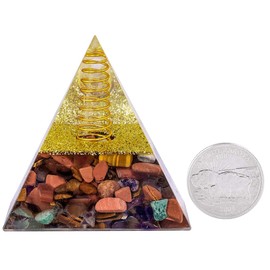 mookaitedecor Multistone Crystal Pyramid,Healing Stone Energy Chakra Balancing Decoration Reiki Figurine Ornament