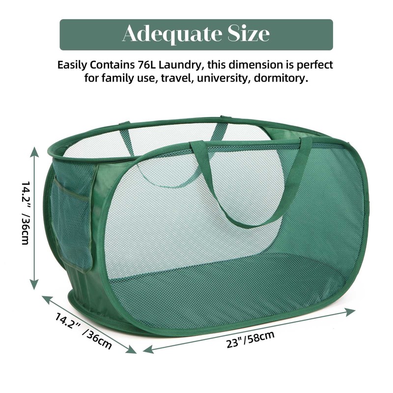 Sturdy Mesh Pop Up Laundry Hamper, Collapsible Laundry Baskets with