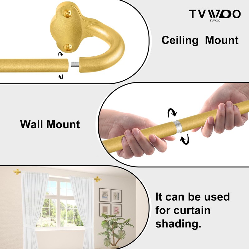 TVWOO Wrap Around Curtain Rods,Gold Curtain Rods 28 to 60