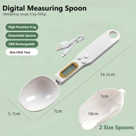JoBerCool Digital Measuring Spoon Electronic Scale Spoon Weighing for Food Coffee Powder Tea Ingredients Spice Baking Kitchen Gram Measuring Spoons High Precision 0.1g